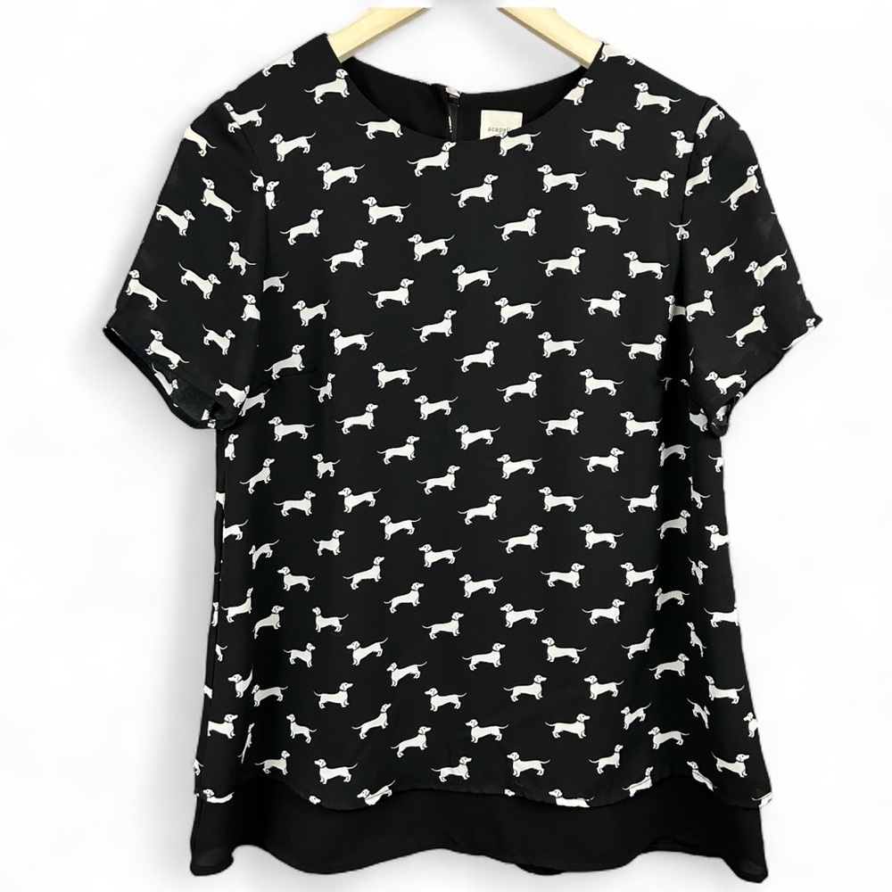 Acapella Dachshund Wiener Dog Blouse Shirt Size XS